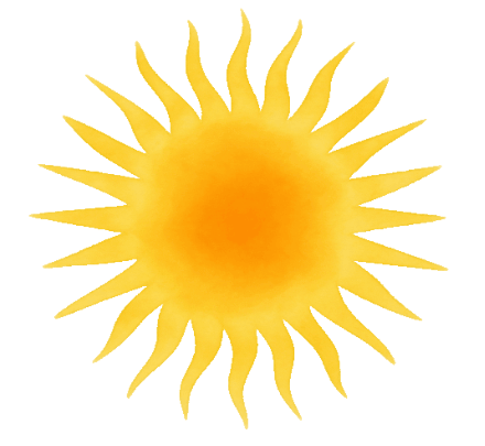 Sole illustrato come riferimento al caldo e al raffrescamento durante il lavoro.