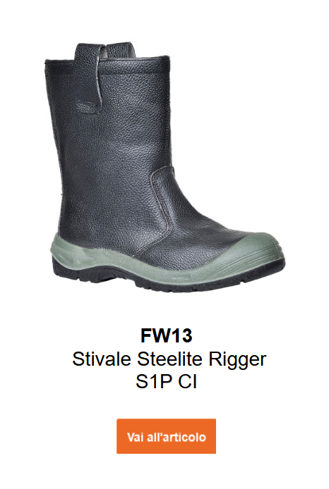 Immagine dello stivale Steelite Rigger S1P CI con puntale di protezione FW13 in nero con dettagli grigi. Link al prodotto incluso.