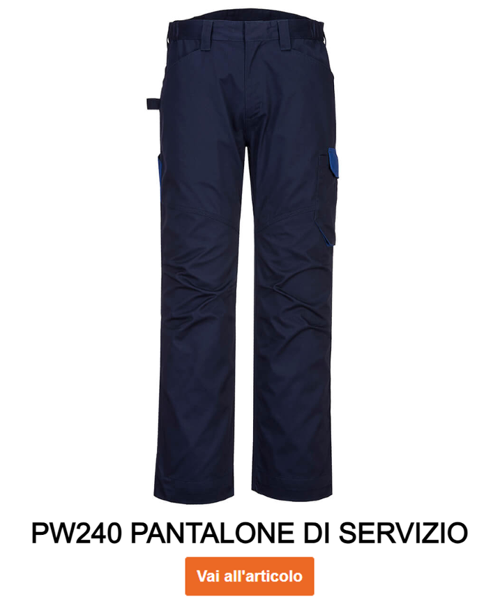 Immagine di esempio del pantalone di servizio PW240 in colore blu-blu navy con link all'articolo.