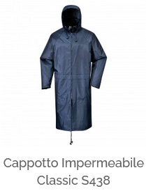 Impermeabile classico S438 in blu con link all'articolo.