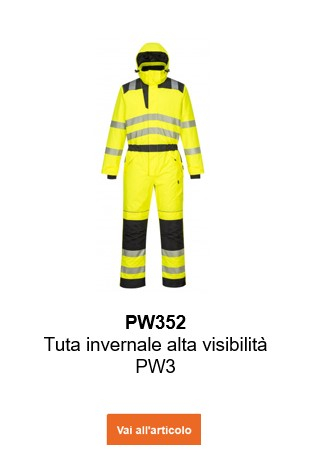 Immagine della tuta invernale alta visibilità PW3 PW352 in giallo alta visibilità con collegamento che porta alla pagina dell'articolo.
