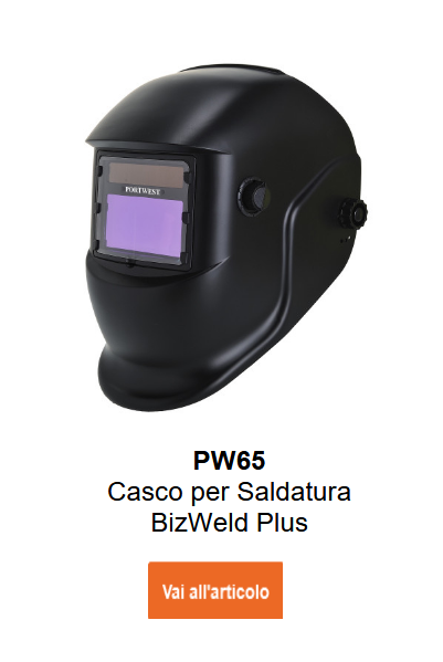 Immagine del casco da saldatura BizWeld PW65 in nero. Collegamento alla pagina prodotto incluso.