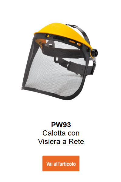 Immagine del supporto per visiera con rete PW93 in giallo-nero. Collegamento alla pagina prodotto incluso.