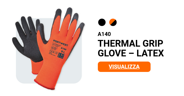 Esempio di immagine del guanto Thermo Grip A140 in arancione/grigio con link all'articolo.