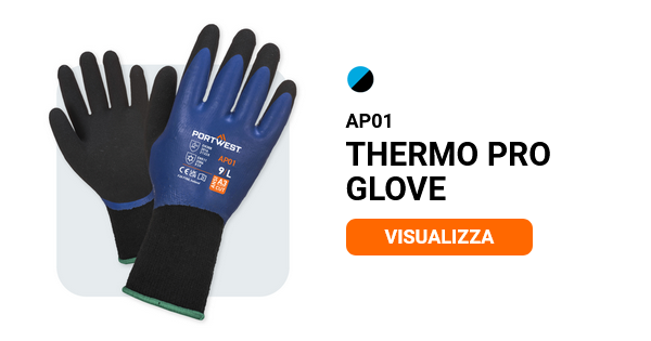 Esempio di immagine del guanto Thermo Pro AP01 in blu/nero con link all'articolo.
