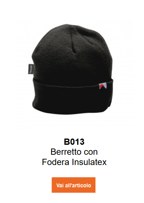 Immagine del berretto con fodera Insulatex B013 in nero. Un link alla pagina prodotto è incluso.