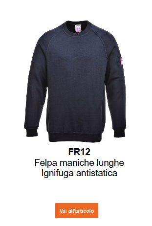Immagine della felpa a maniche lunghe Modaflame FR12 ignifuga e antistatica in blu con un link alla pagina del prodotto.