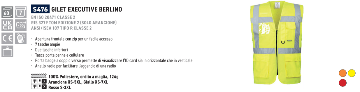 Esempio di immagine del gilet da dirigente di Berlino S476 in giallo avvertimento con un link all'articolo.