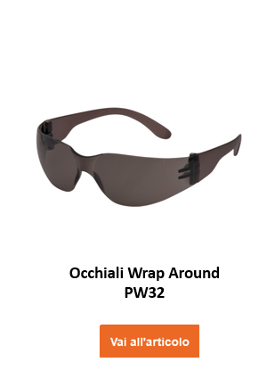 Immagine degli occhiali protettivi a tutto tondo PW32 in nero con collegamento all'articolo.