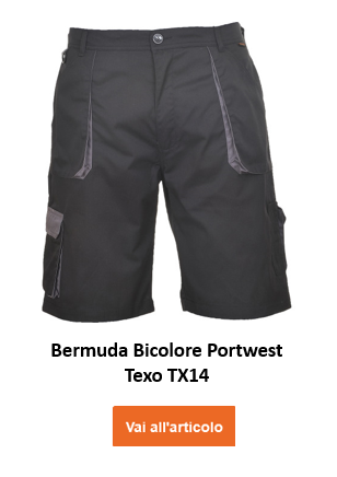 Immagine dei pantaloncini a contrasto Portwest Texo TX14 in nero con collegamento all'articolo.