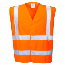 Portwest Gilet Hi-Vis ignifugo FR75 in arancione. &Egrave; presente un link alla pagina dell&rsquo;articolo.