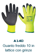 Immagine del guanto Thermo Grip A140 giallo con dettagli neri e polsino azzurro. Il link porta alla pagina del prodotto.