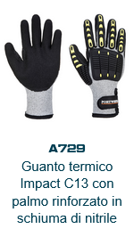Immagine dei guanti Anti Cut Winter A729 grigi con dettagli neri e gialli. Il link porta alla pagina del prodotto.