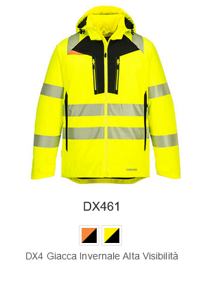 Giacca invernale DX460 di colore giallo alta visibilità con link all'articolo.