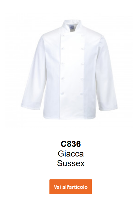 Immagine della giacca da cuoco Sussex C836 in bianco.