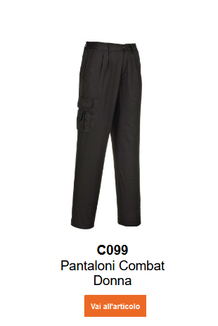 Immagine dei pantaloni da donna Combat C099 in nero con link all'articolo.