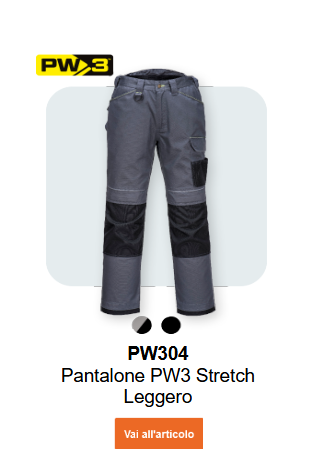 Immagine dei pantaloni elasticizzati PW3 PW304 in grigio con dettagli neri. È disponibile un link all'articolo.