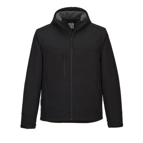 Immagine della giacca Softshell con cappuccio KX3 KX362 in nero con collegamento all'articolo.