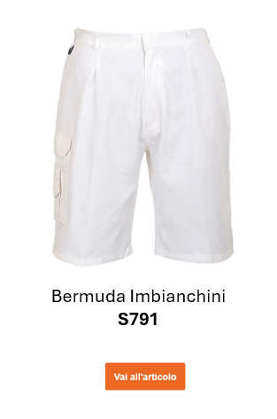 Immagine dei pantaloncini corti S791 del pittore in bianco. Viene fornito un collegamento alla pagina prodotto dei pantaloni.