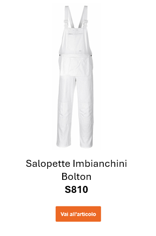 Immagine della tuta da imbianchino Bolton S810 in bianco. Viene fornito un collegamento alla pagina prodotto dei pantaloni.