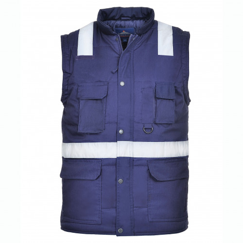 Immagine del gilet imbottito Iona F414 nel colore blu con link all'articolo.