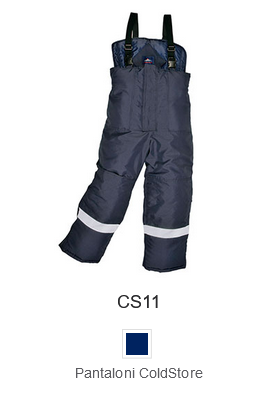 Immagine di esempio dei pantaloni per celle frigorifere CS11 in blu con collegamento all'articolo.