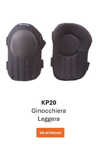 Immagine delle ginocchiere leggere KP20 in nero (fronte e retro). Collegamento al prodotto.