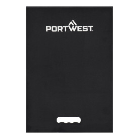 Cuscinetto per ginocchia confort totale Portwest KP15 in nero con maniglia integrata. &Egrave; presente un link alla pagina dell&rsquo;articolo.