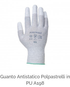 Immagine del guanto antistatico polpastrello in PU A198 in grigio con collegamento all'articolo.