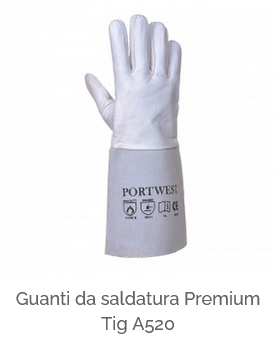 Immagine del guanto per saldatura Premium Tig A520 in grigio con un collegamento alla pagina dell'articolo.