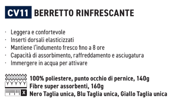 Descrizione delle caratteristiche del cappello di raffreddamento CV11 con link all'articolo. Se segui il link troverai le descrizioni in dettaglio.