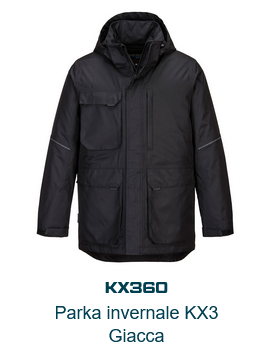 Immagine del parka KW3 KX360 in nero. Di seguito un link all'articolo.