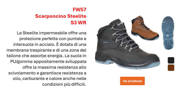 Immagine dello stivale Steelite Allwetter S3 WR FW57 in nero con suola grigia. La descrizione completa è disponibile nella pagina prodotto. Mostrato anche in marrone e vista suola.
