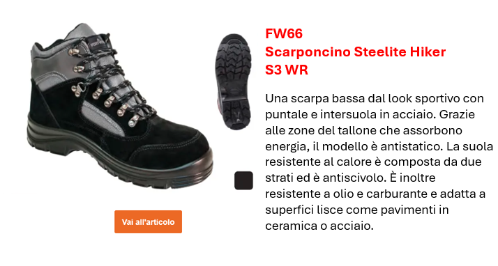 Immagine dello stivale Steelite Allwetter S3 WR FW66 nero con dettagli grigi. Nella pagina prodotto trovi la descrizione completa. È inclusa anche l’immagine della suola.