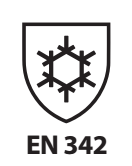 Simbolo per EN 342 con fiocco di neve.