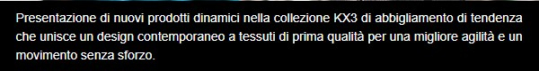 Nuovi prodotti dinamici della collezione KX3 con abbigliamento alla moda che combina un design moderno con materiali di alta qualità per un'agilità duratura e movimenti senza sforzo.