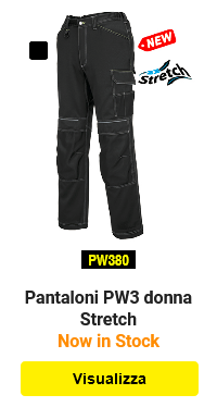 Link a pantaloni da lavoro elasticizzati ad alta visibilità PW3 da donna con immagine di esempio.