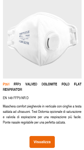 Presentazione della maschera per polveri sottili P351 con link all'articolo.